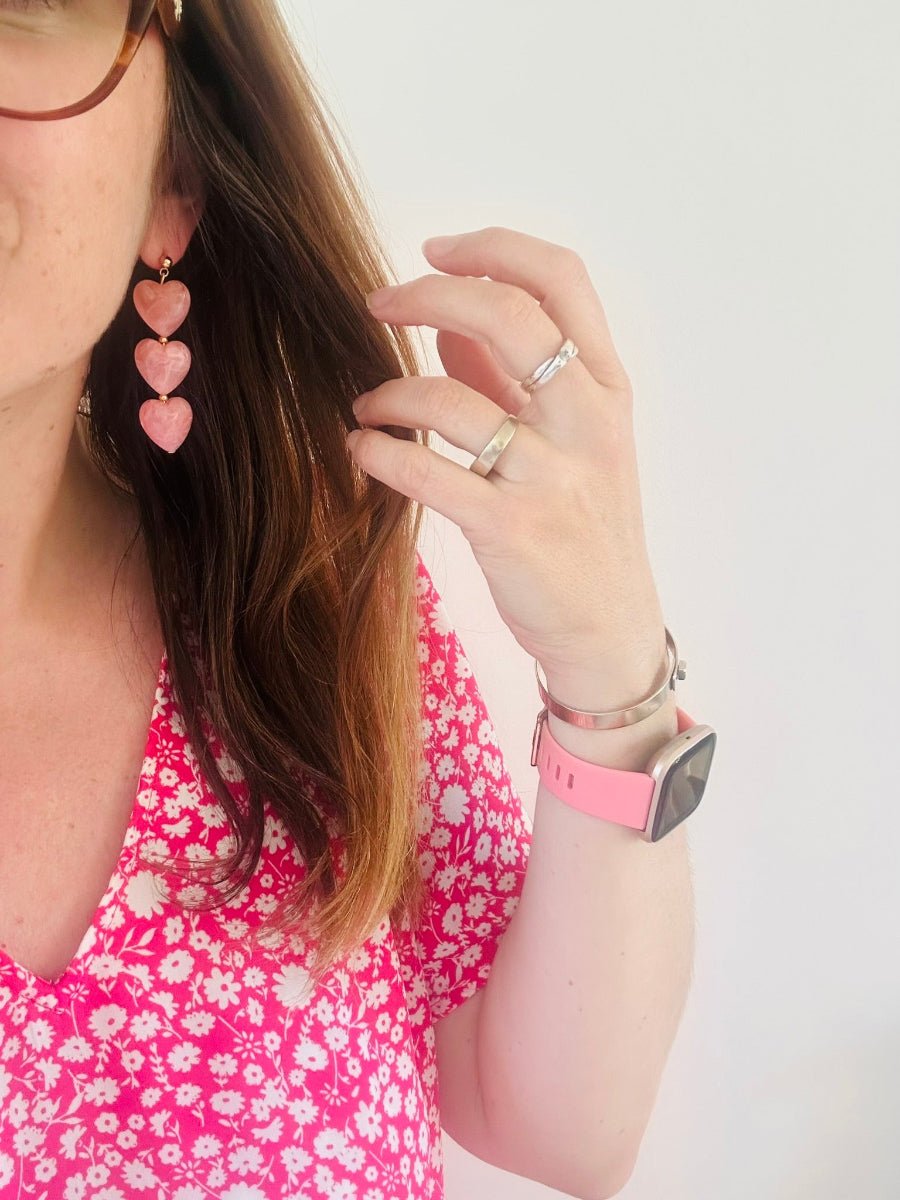 Boucles d’oreilles coeurs SARAH – Boucles d'oreilles trois cœurs - fait main - Camilmari Bijoux - Clip d'oreille non percée