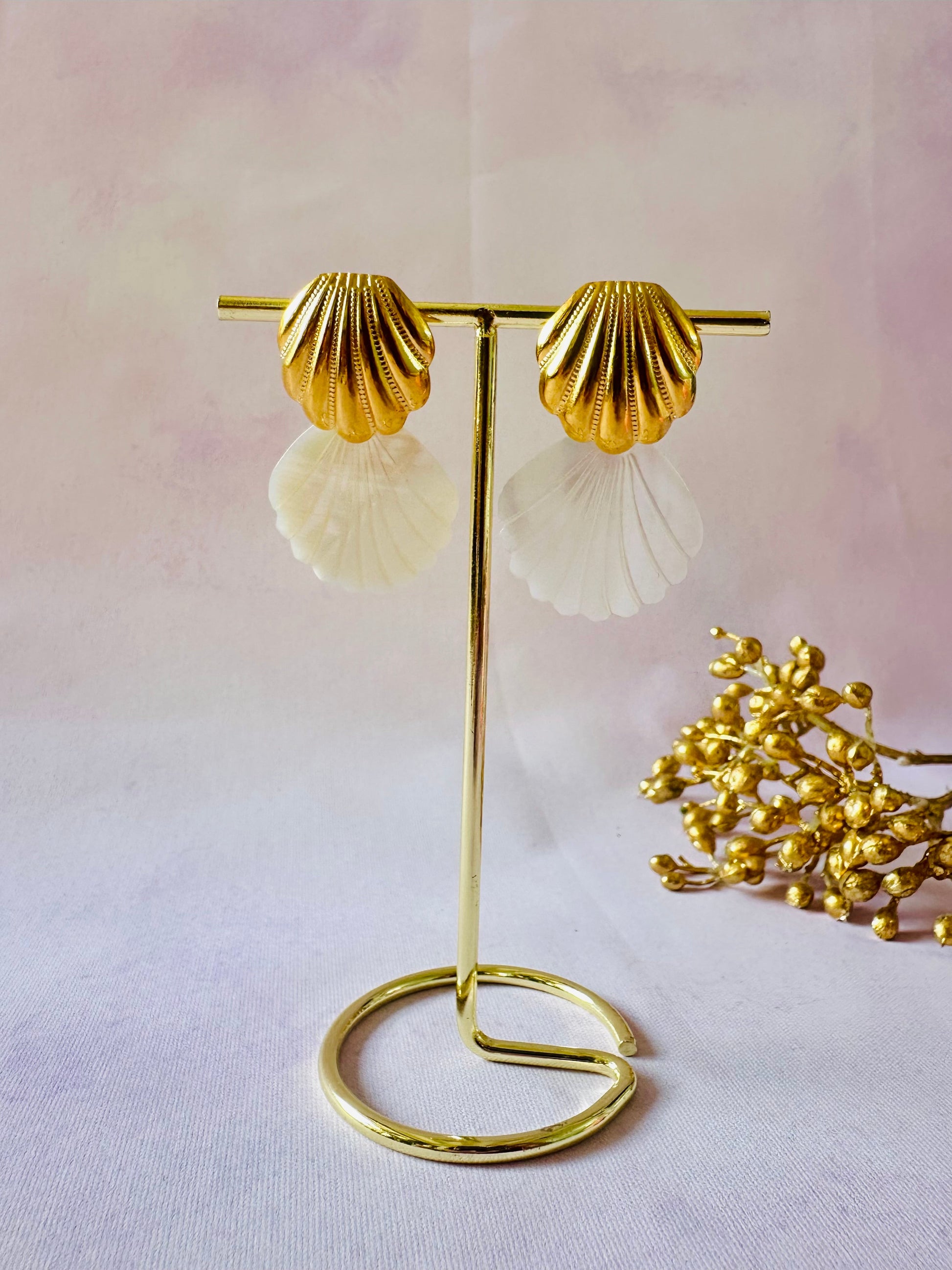 Boucles d’oreilles coquillage nacre MALDIVES - Camilmari Bijoux - 
