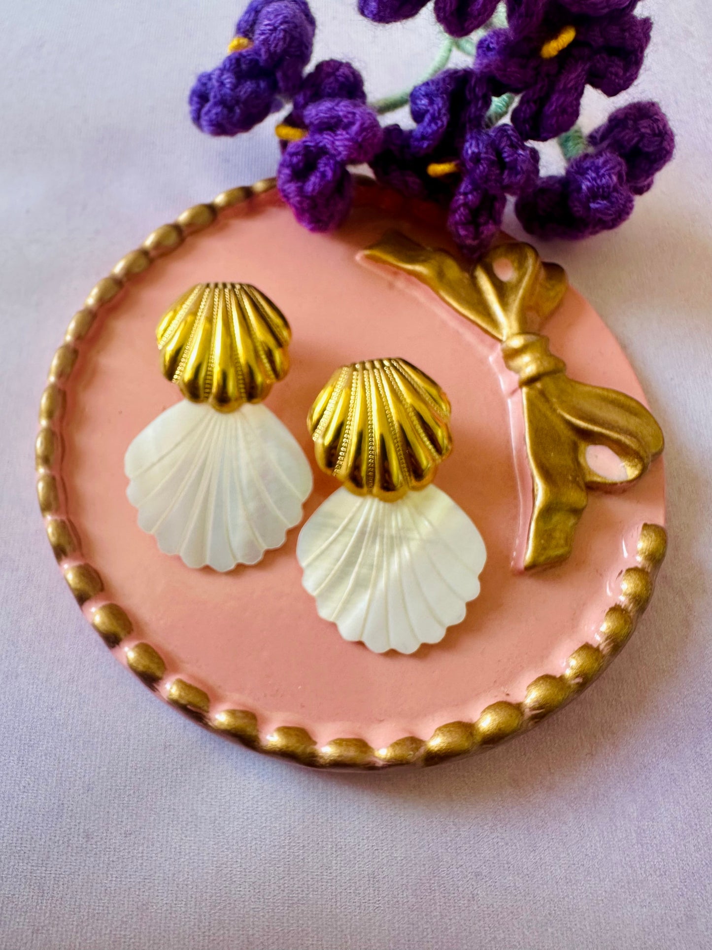 Boucles d’oreilles coquillage nacre MALDIVES - Camilmari Bijoux - 