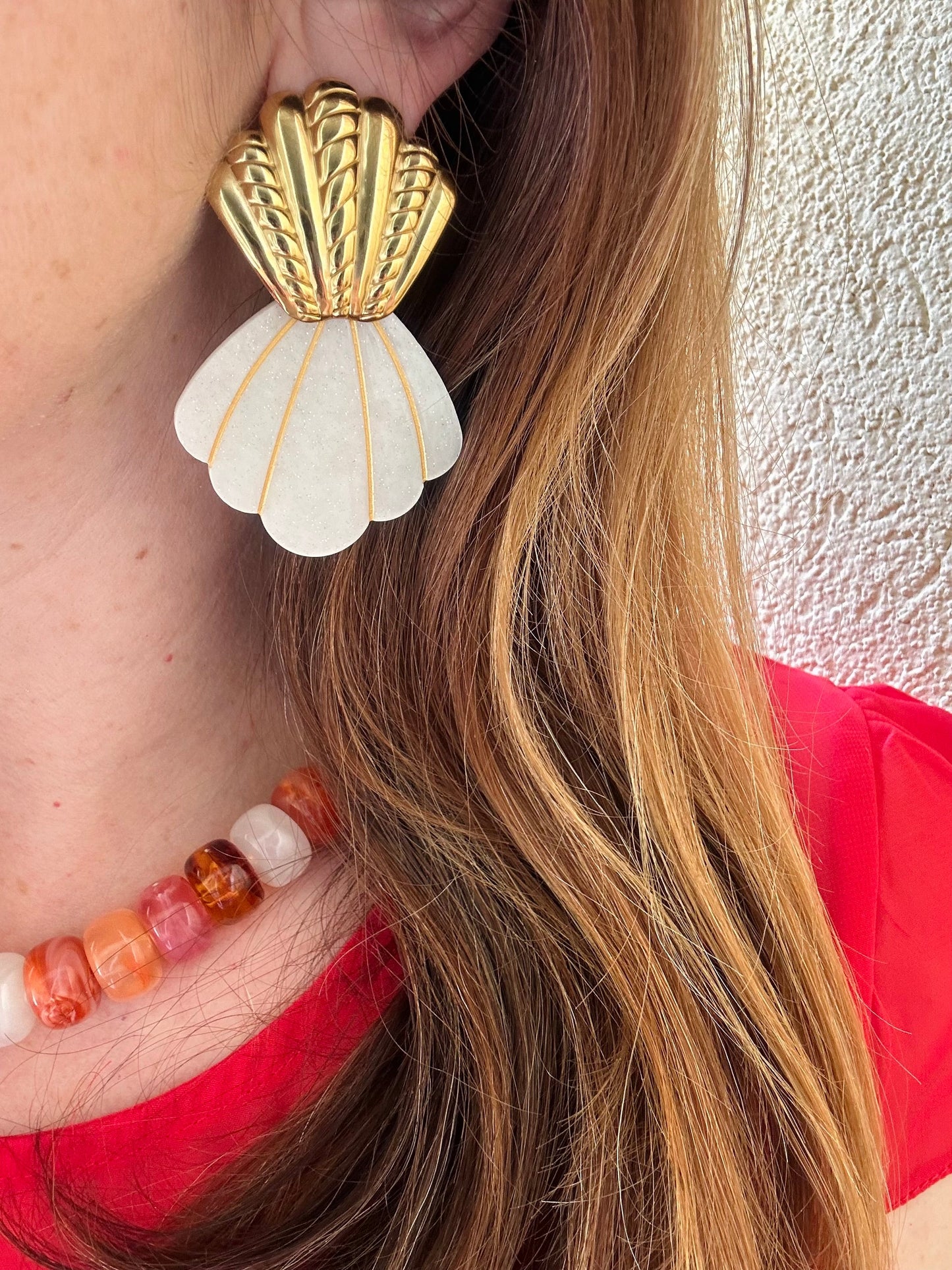 Boucles d’oreilles coquillages pendantes NOUMEA - Camilmari Bijoux - Vert menthe