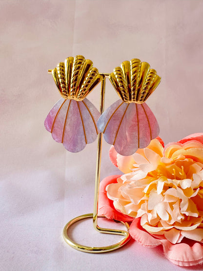 Boucles d’oreilles coquillages pendantes NOUMEA - Camilmari Bijoux - Violet lilas