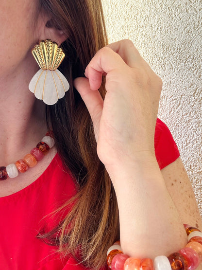 Boucles d’oreilles coquillages pendantes NOUMEA - Camilmari Bijoux - Violet lilas