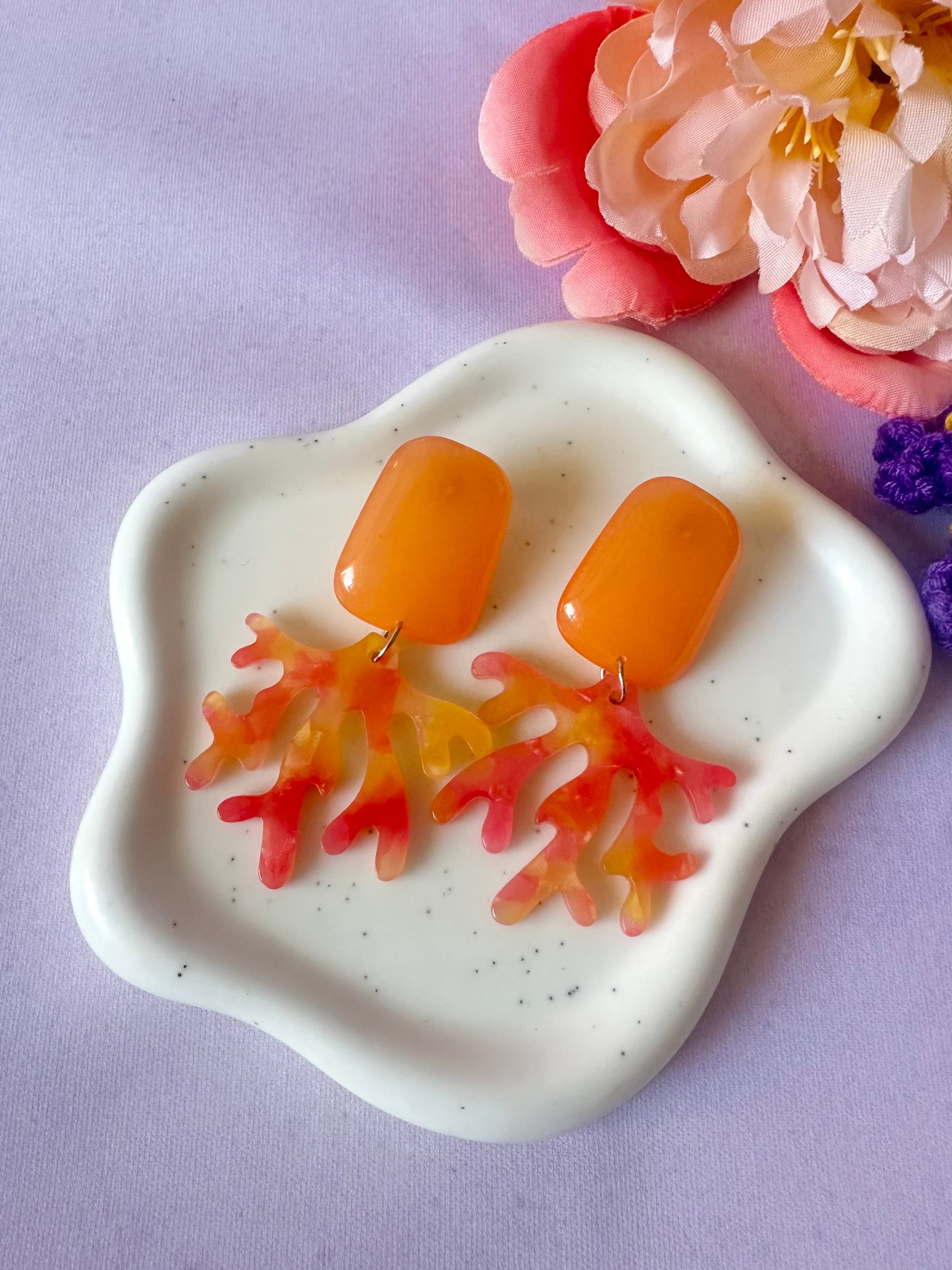 Boucles d'oreilles corail CALYPSO - Camilmari Bijoux - Orange rosé