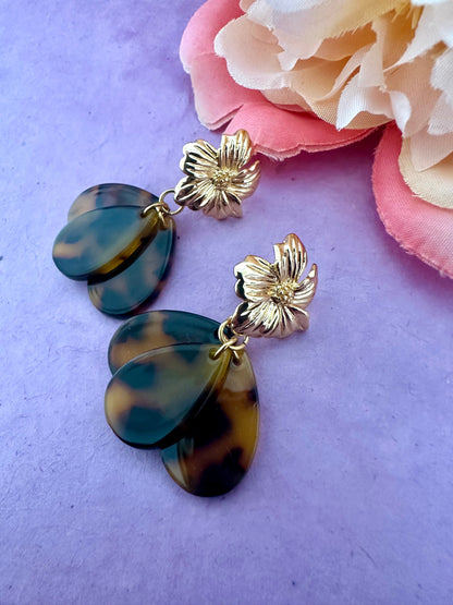 Boucles d’oreilles élégantes GLORIA - Camilmari Bijoux - Ecaille Ivoire marbré