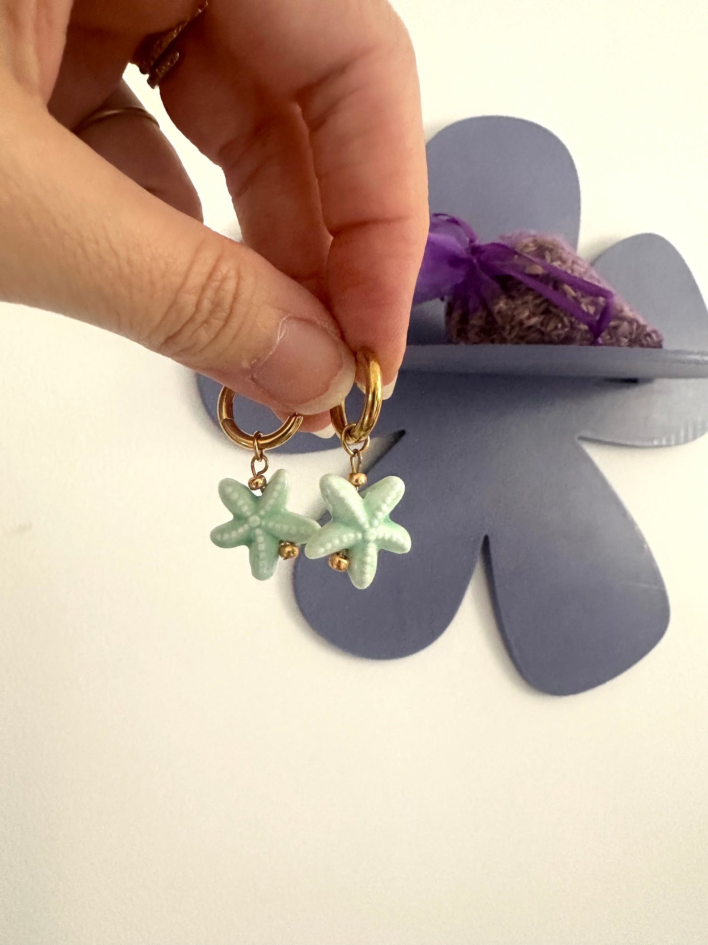 Boucles d'oreilles étoile de mer AZUR - Camilmari Bijoux - Bleu lagon