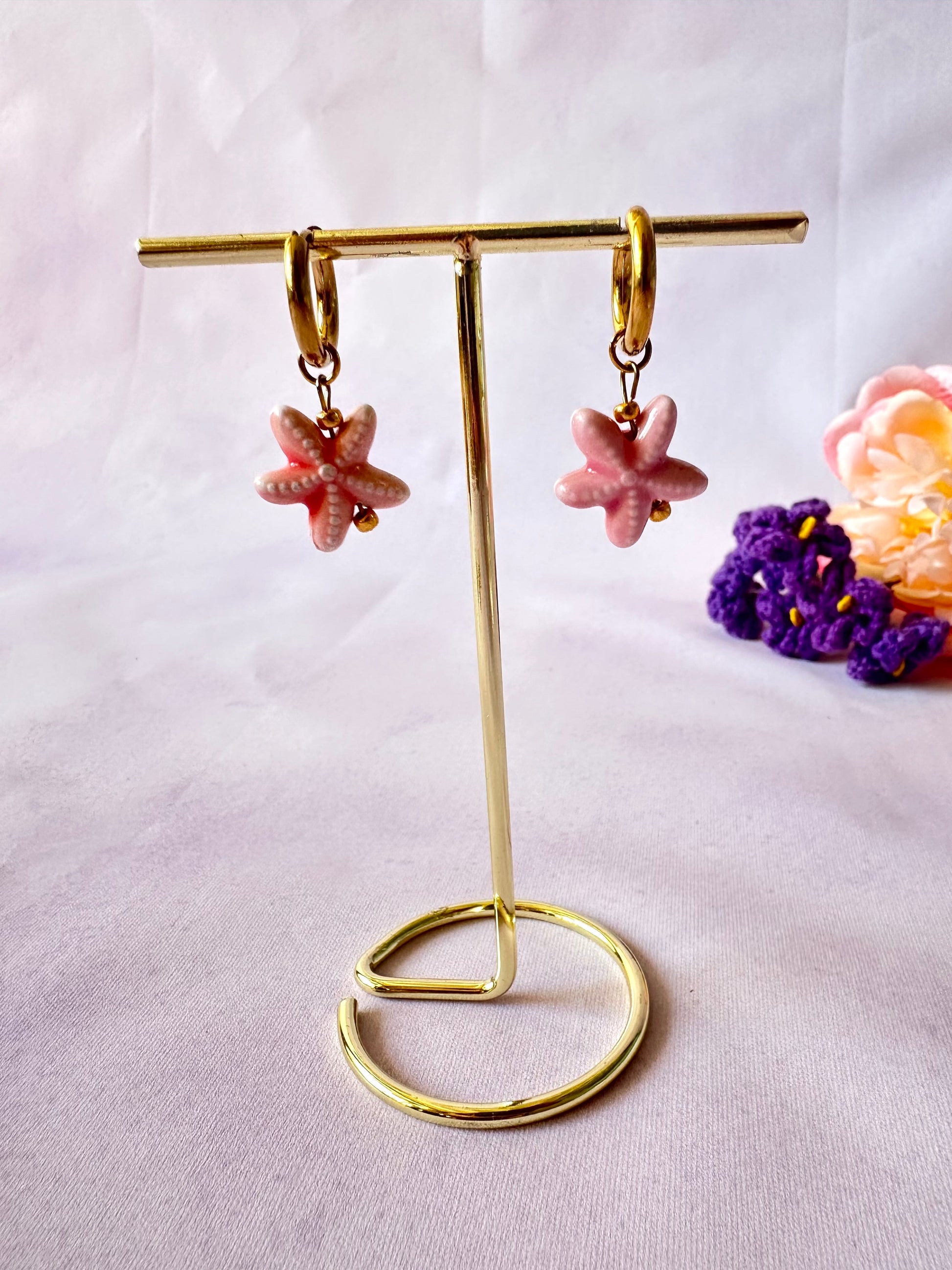 Boucles d'oreilles étoile de mer AZUR - Camilmari Bijoux - Bleu lagon