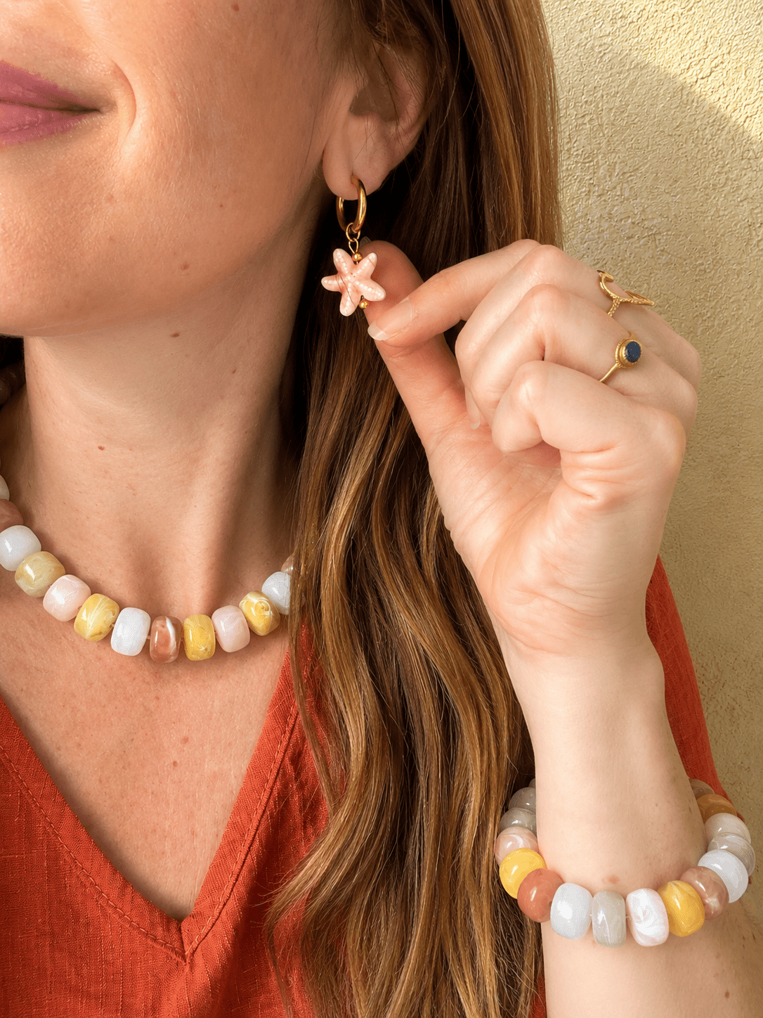 Boucles d'oreilles étoile de mer AZUR - Camilmari Bijoux - Rose clair