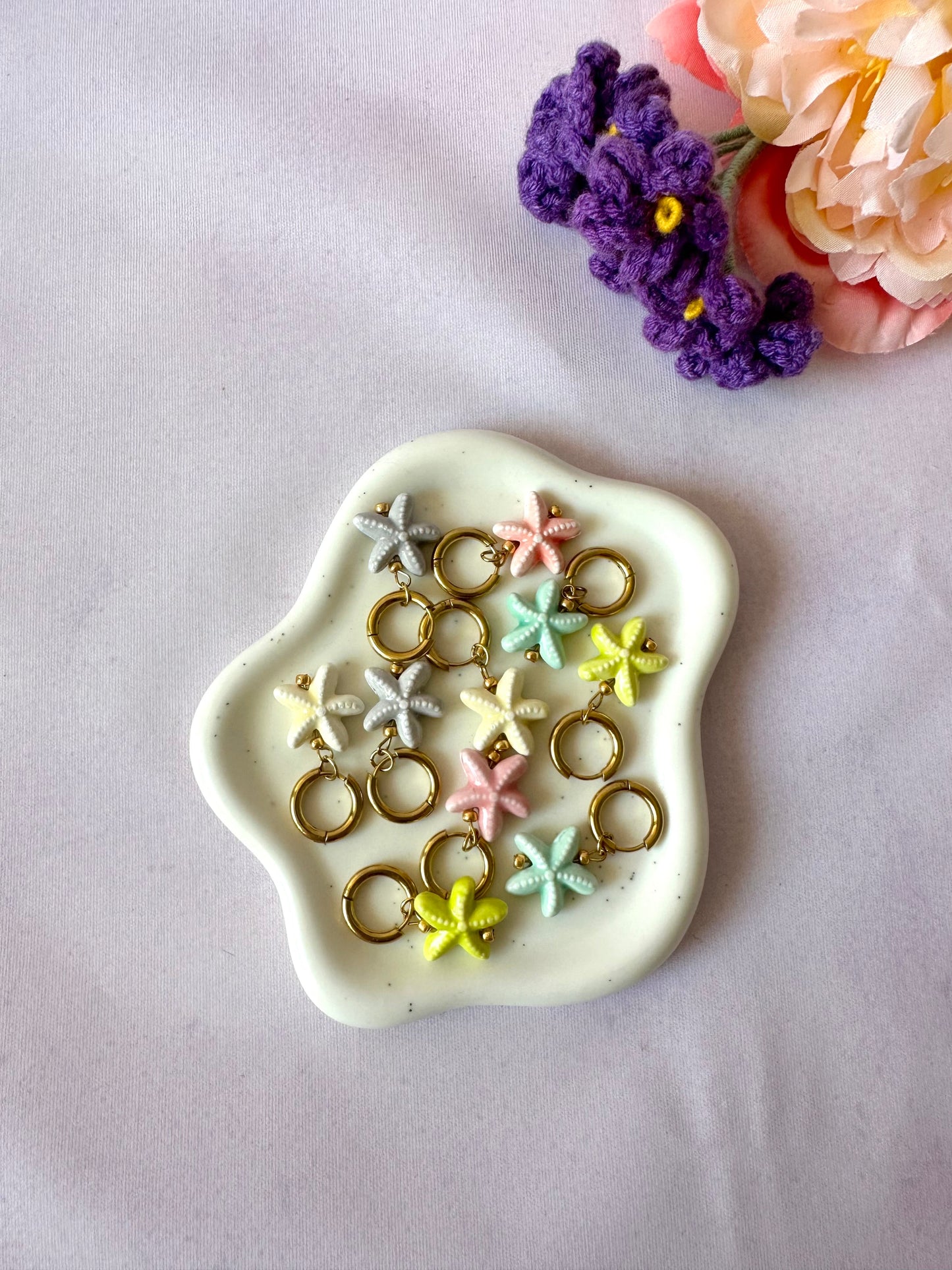 Boucles d'oreilles étoile de mer AZUR - Camilmari Bijoux - Rose clair