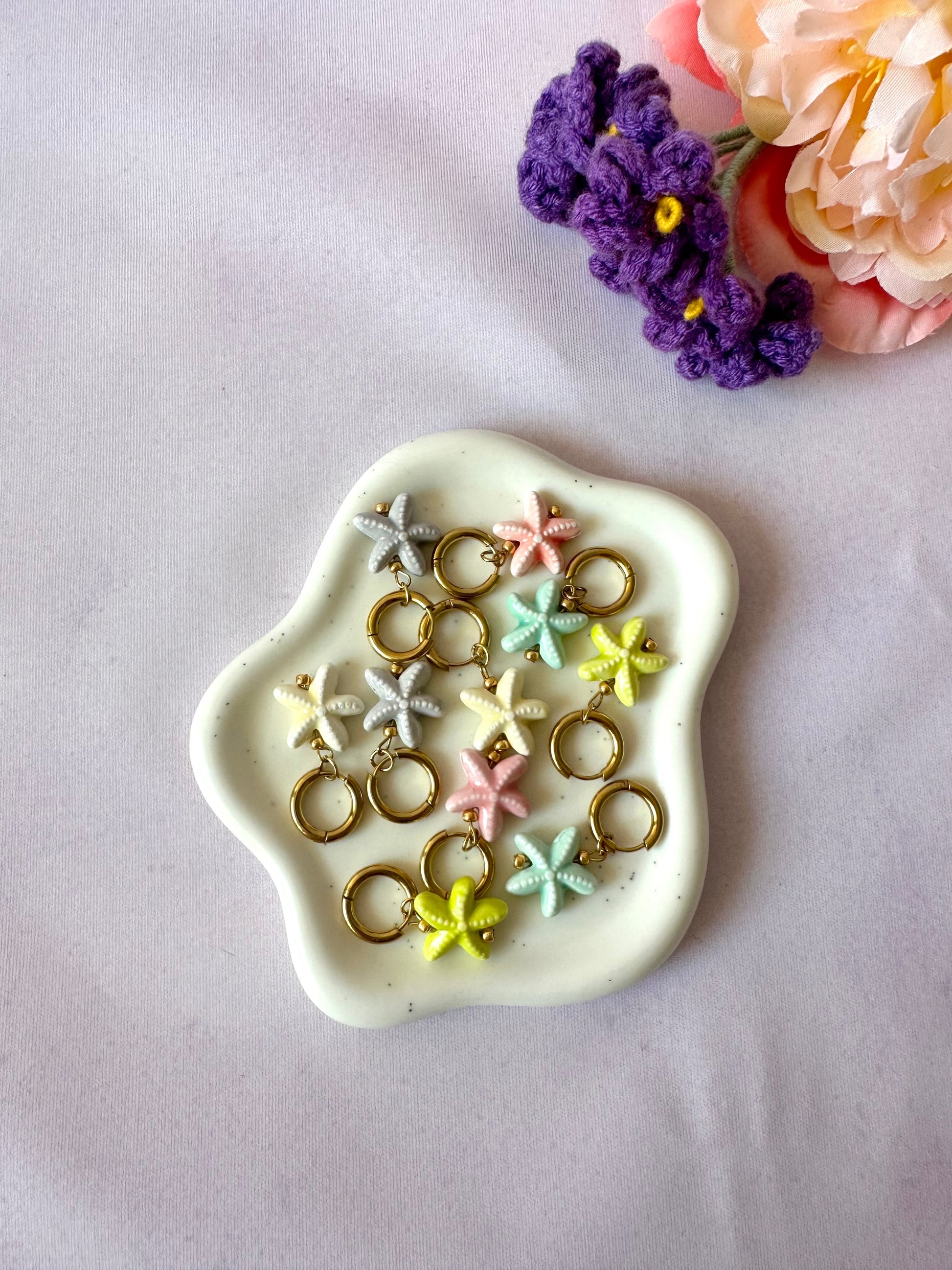 Boucles d'oreilles étoile de mer AZUR - Camilmari Bijoux - Rose clair