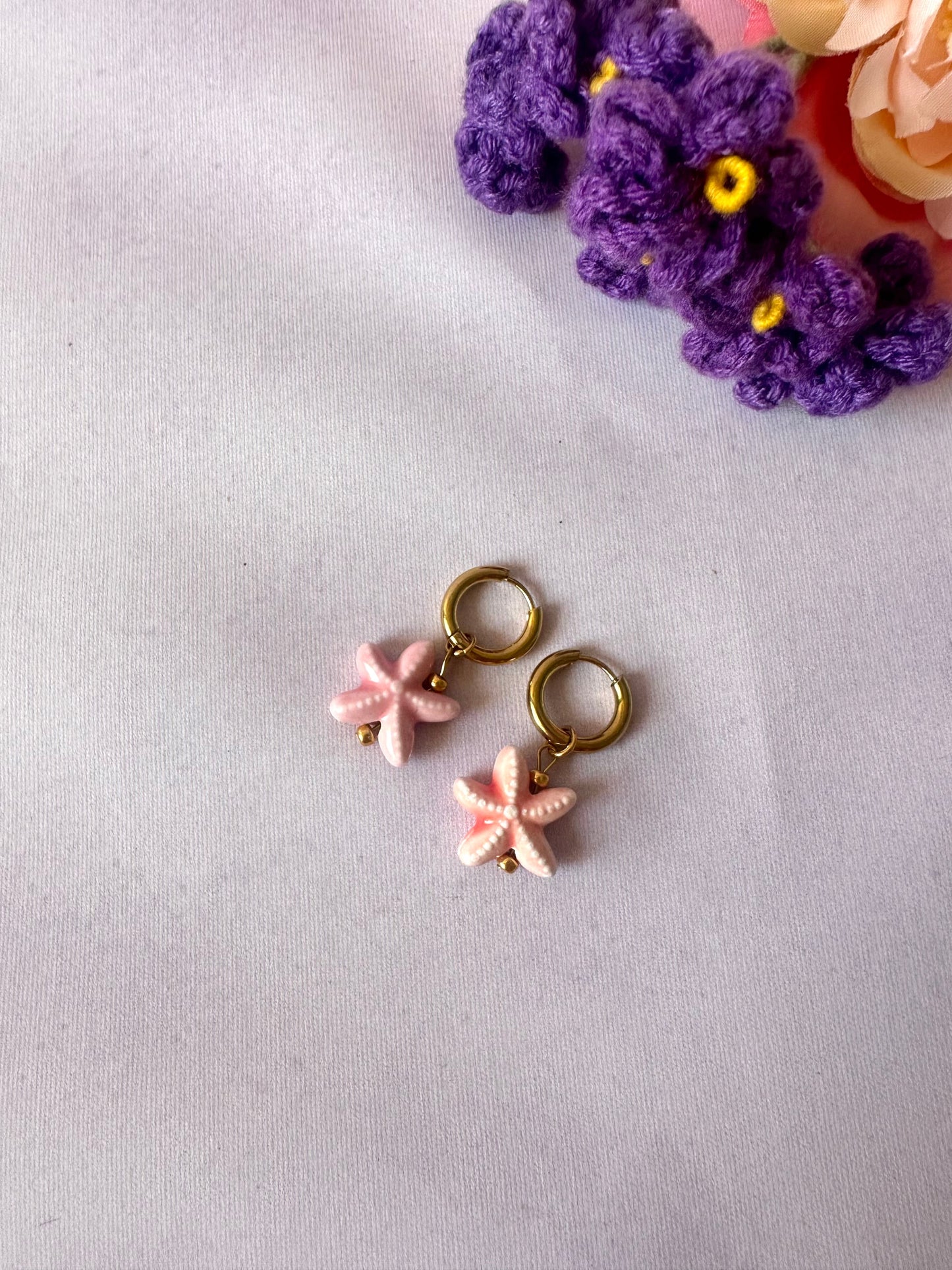 Boucles d'oreilles étoile de mer AZUR - Camilmari Bijoux - Rose clair