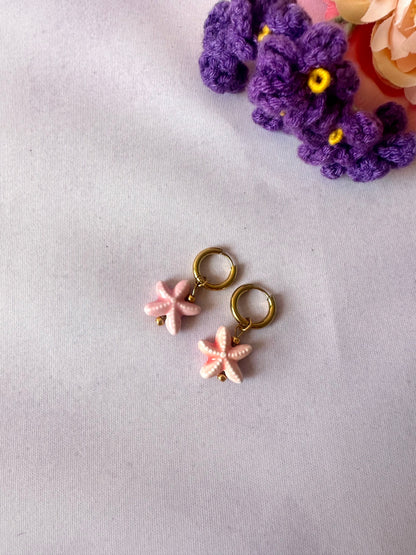Boucles d'oreilles étoile de mer AZUR - Camilmari Bijoux - Rose clair
