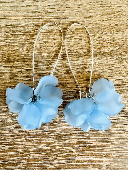 Boucles d’oreilles EVA – Dormeuses élégantes à pétales colorés - Camilmari Bijoux - Argentées +pétales