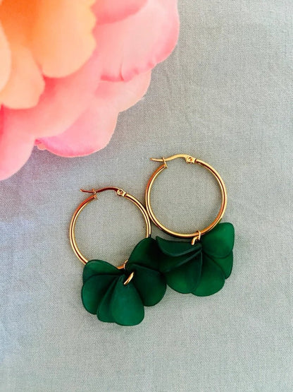 Boucles d’oreilles FANNETTE - Camilmari Bijoux - Créoles dorées 30 mm + pétales