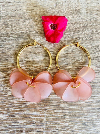 Boucles d’oreilles FANNETTE - Camilmari Bijoux - Créoles dorées 30 mm + pétales
