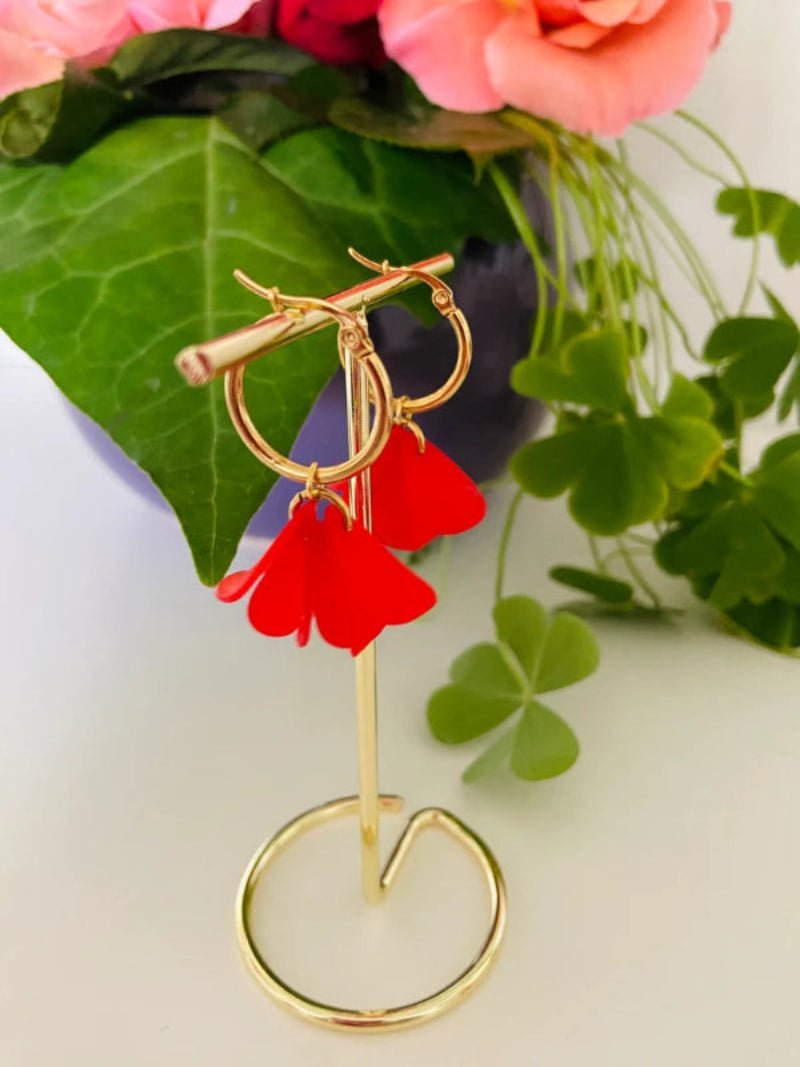 Boucles d’oreilles FANNETTE - Camilmari Bijoux - Créoles dorées 30 mm + pétales