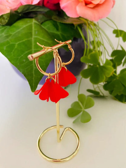 Boucles d’oreilles FANNETTE - Camilmari Bijoux - Créoles dorées 30 mm + pétales