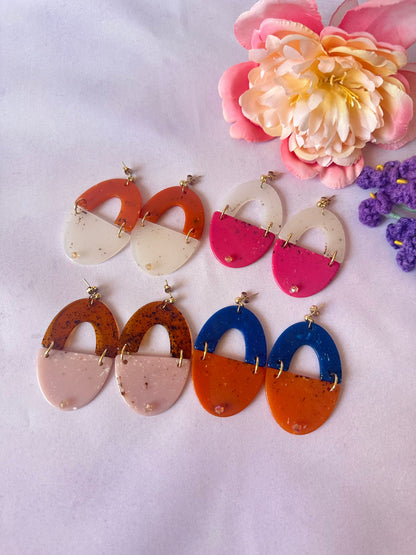Boucles d'oreilles fantaisie colorées DOLCE VITA - Camilmari Bijoux - Rose pâle et brun ambré
