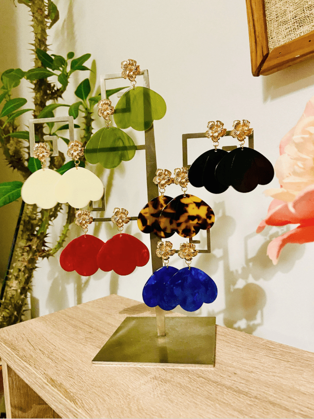 Boucles d’oreilles fantaisie GLORY – Glamour et élégance - Camilmari Bijoux - Clou d'oreille fleur diamètre 17 mm