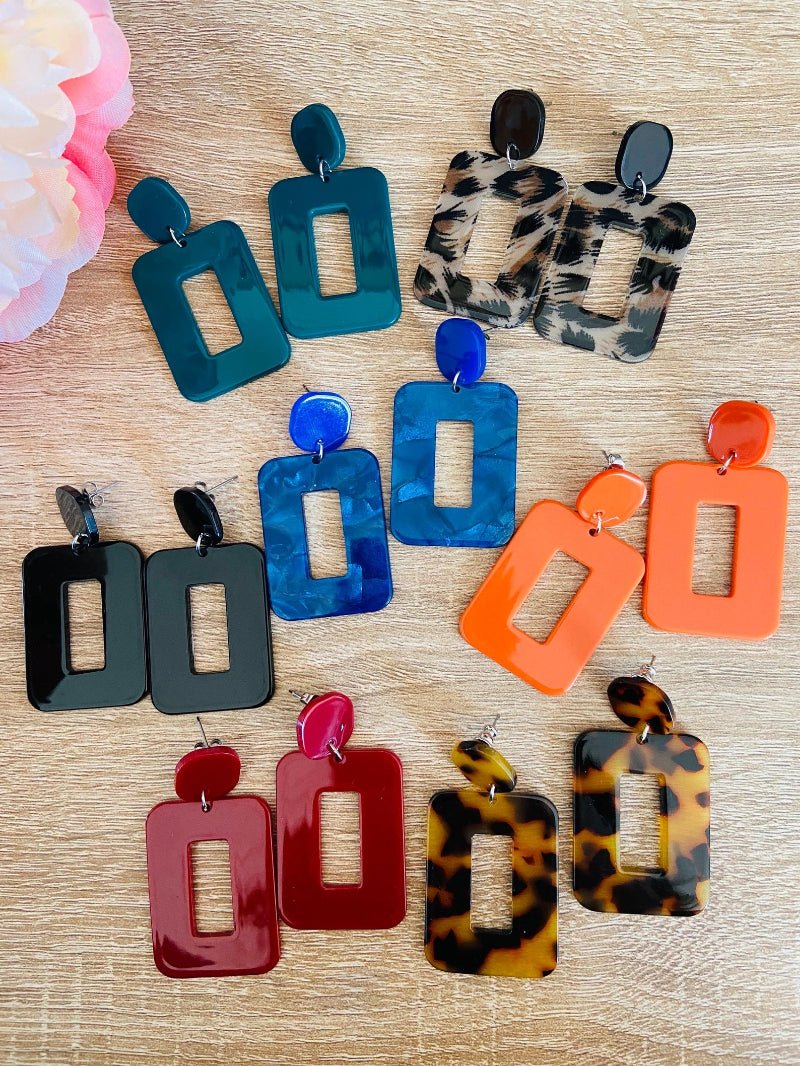 Boucles d’oreilles fantaisie MÉLINA – Boucles pendantes vintage faites main - Camilmari Bijoux - Marron tacheté noir