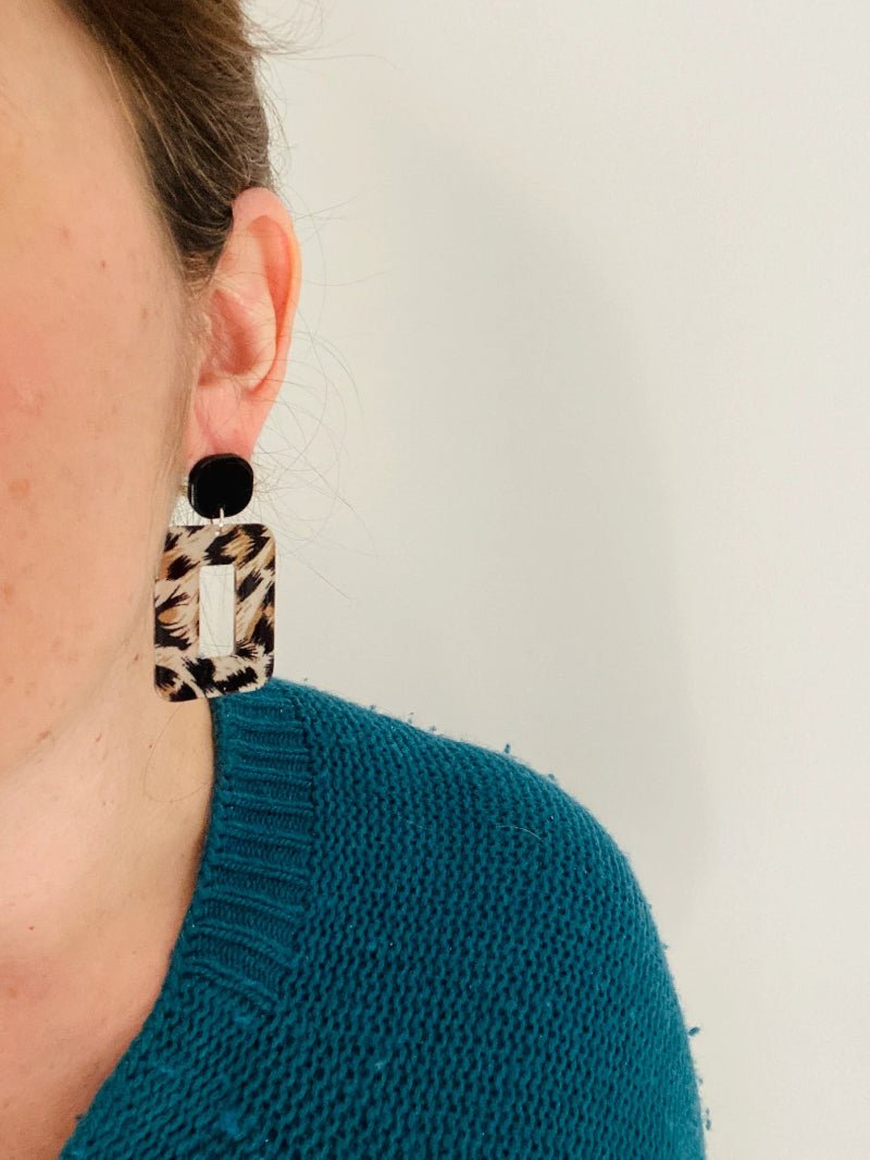 Boucles d’oreilles fantaisie MÉLINA – Boucles pendantes vintage faites main - Camilmari Bijoux - Vert bouteille