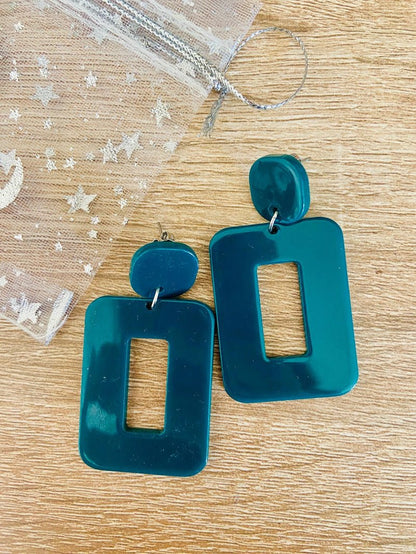 Boucles d’oreilles fantaisie MÉLINA – Boucles pendantes vintage faites main - Camilmari Bijoux - Vert bouteille