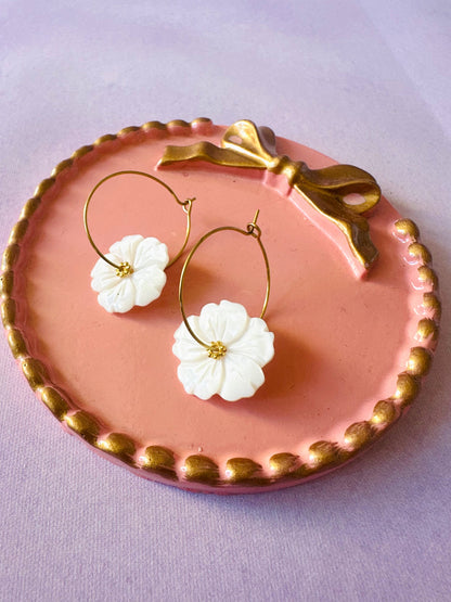 Boucles d'oreilles fleur nacre HINA - Camilmari Bijoux - 