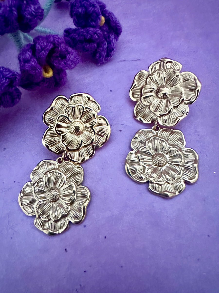 Boucles d'oreilles fleurs acier inoxydable FOLIE - Camilmari Bijoux - 