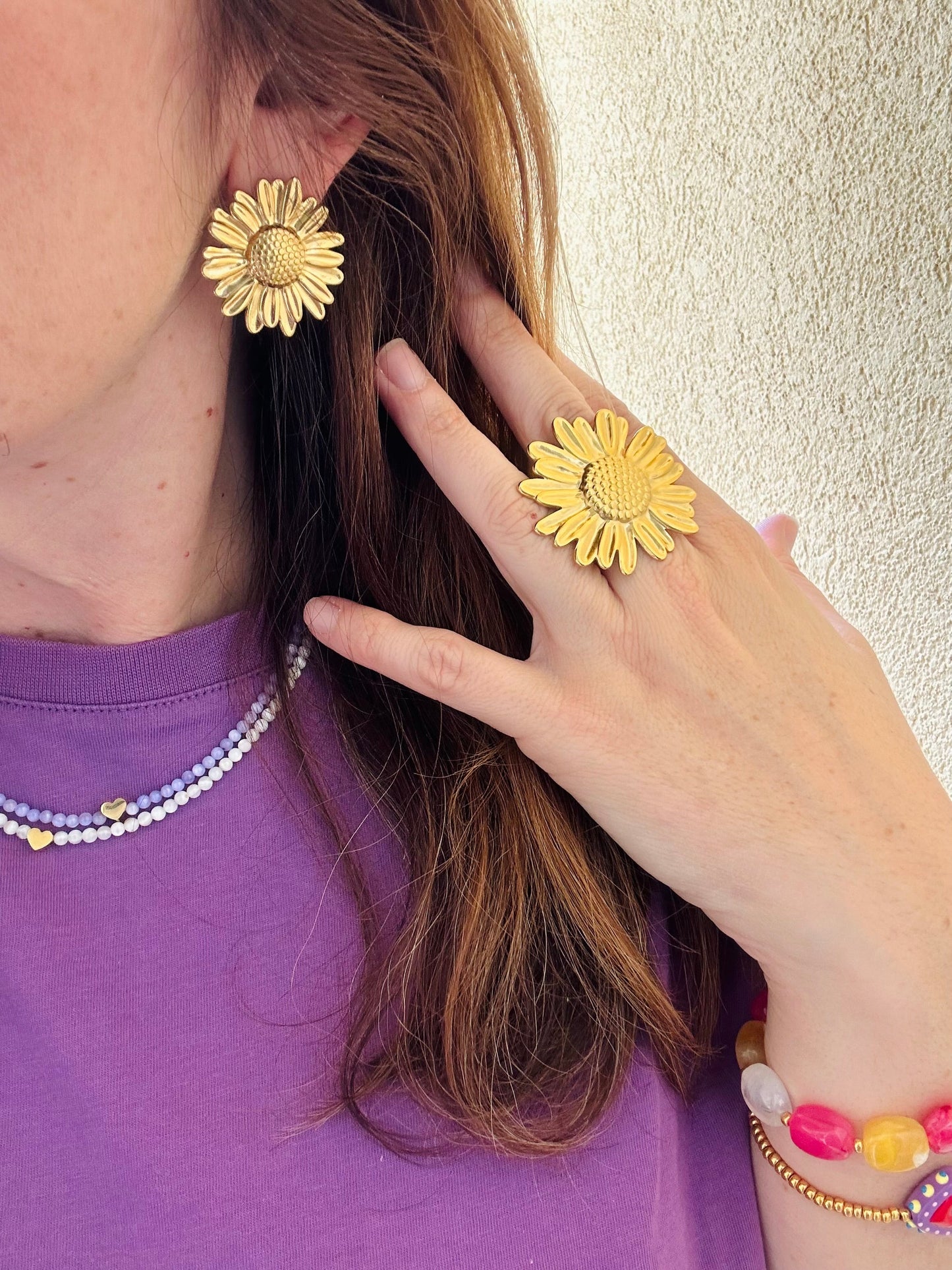 Boucles d'oreilles fleurs dorées MAGGIE - Camilmari Bijoux - 