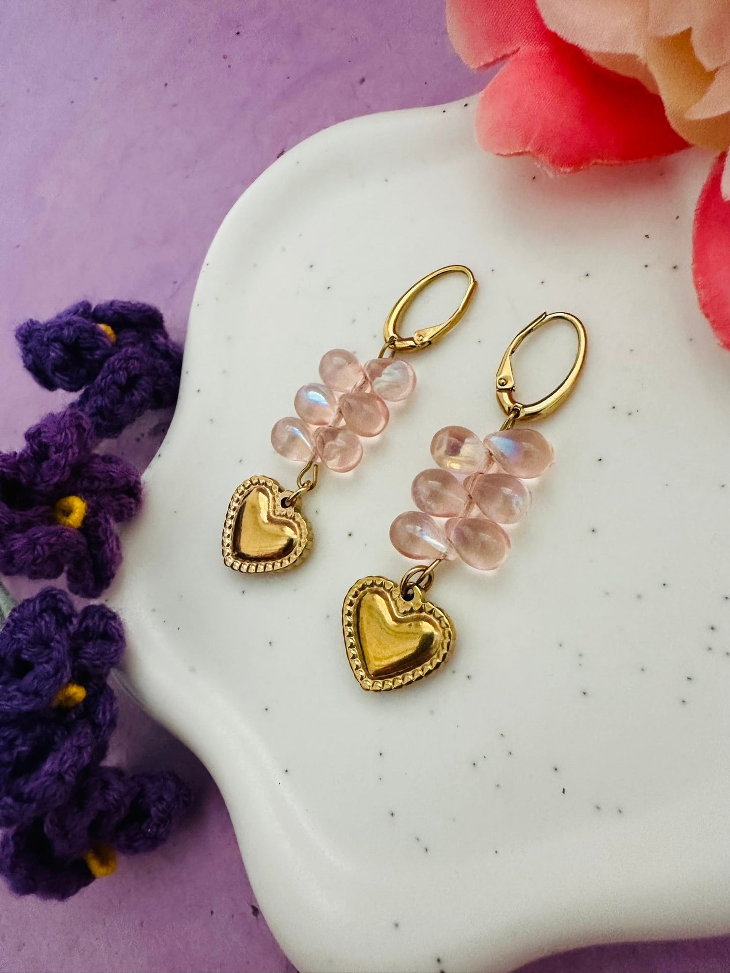 Boucles d'oreilles gouttes ROSÉE - Camilmari Bijoux - 