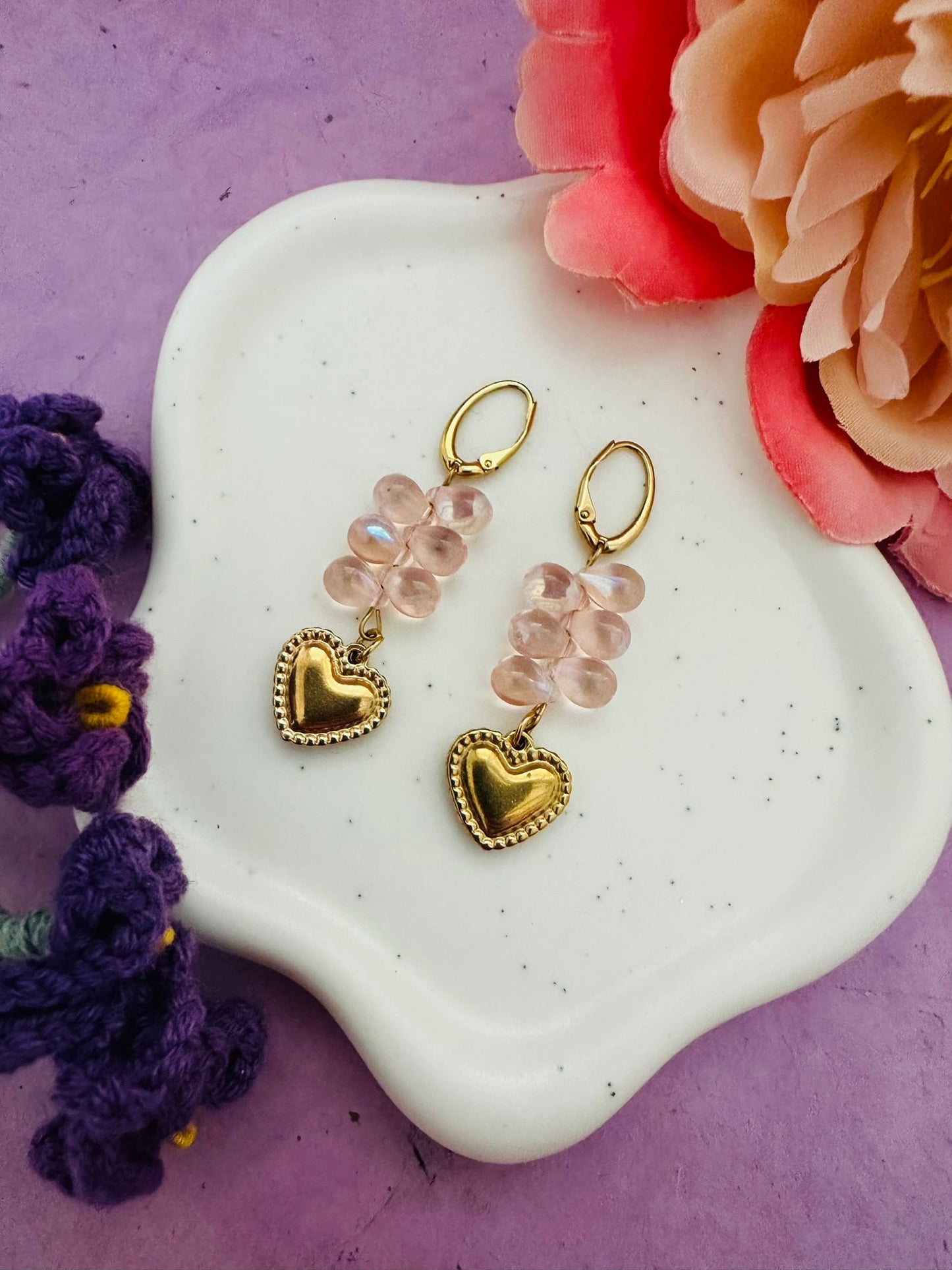 Boucles d'oreilles gouttes ROSÉE - Camilmari Bijoux - 