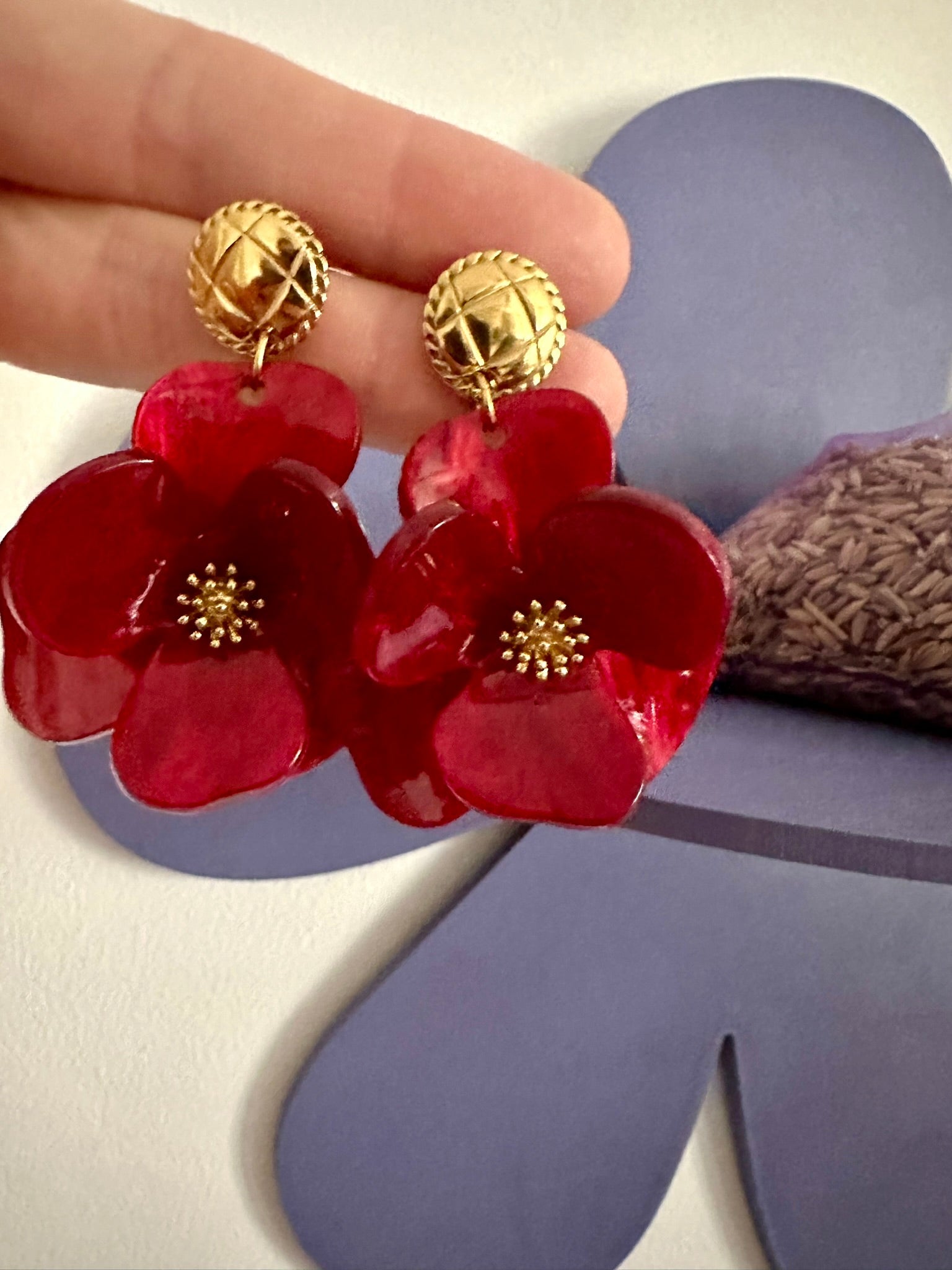 Boucles d'oreilles grosses fleurs ADÉLIE - Camilmari Bijoux - Jaune doré