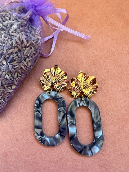 Boucles d’oreilles ISAURE – Fantaisie élégantes géométriques ovales - Camilmari Bijoux - Noir