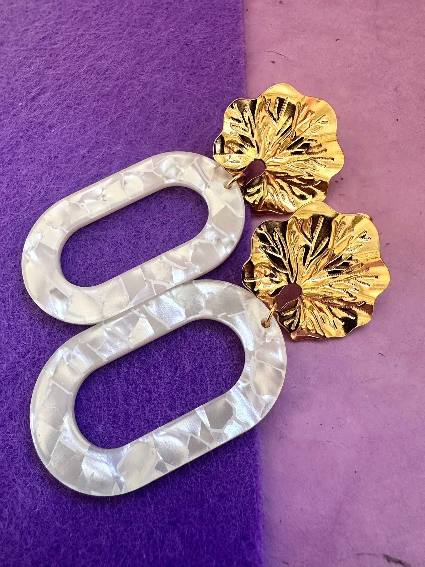 Boucles d’oreilles ISAURE – Fantaisie élégantes géométriques ovales - Camilmari Bijoux - Noir