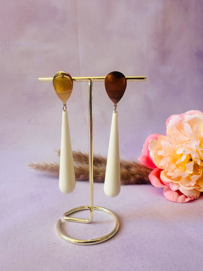 Boucles d'oreilles longues pendantes ALIX - Camilmari Bijoux - Ivoire