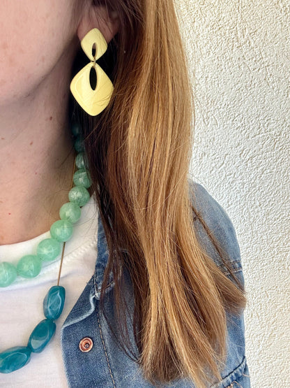 Boucles d'oreilles losange LUCE - Camilmari Bijoux - Jaune pastel