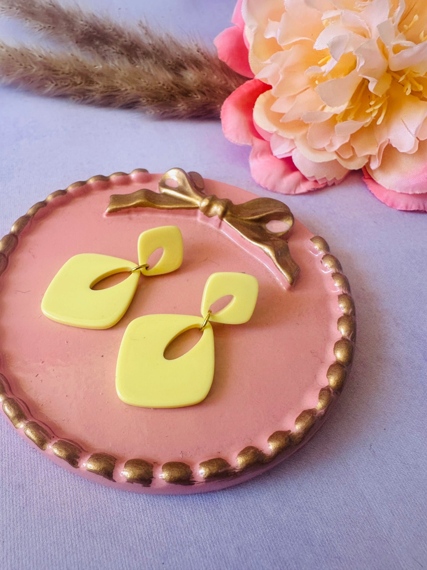 Boucles d'oreilles losange LUCE - Camilmari Bijoux - Jaune pastel