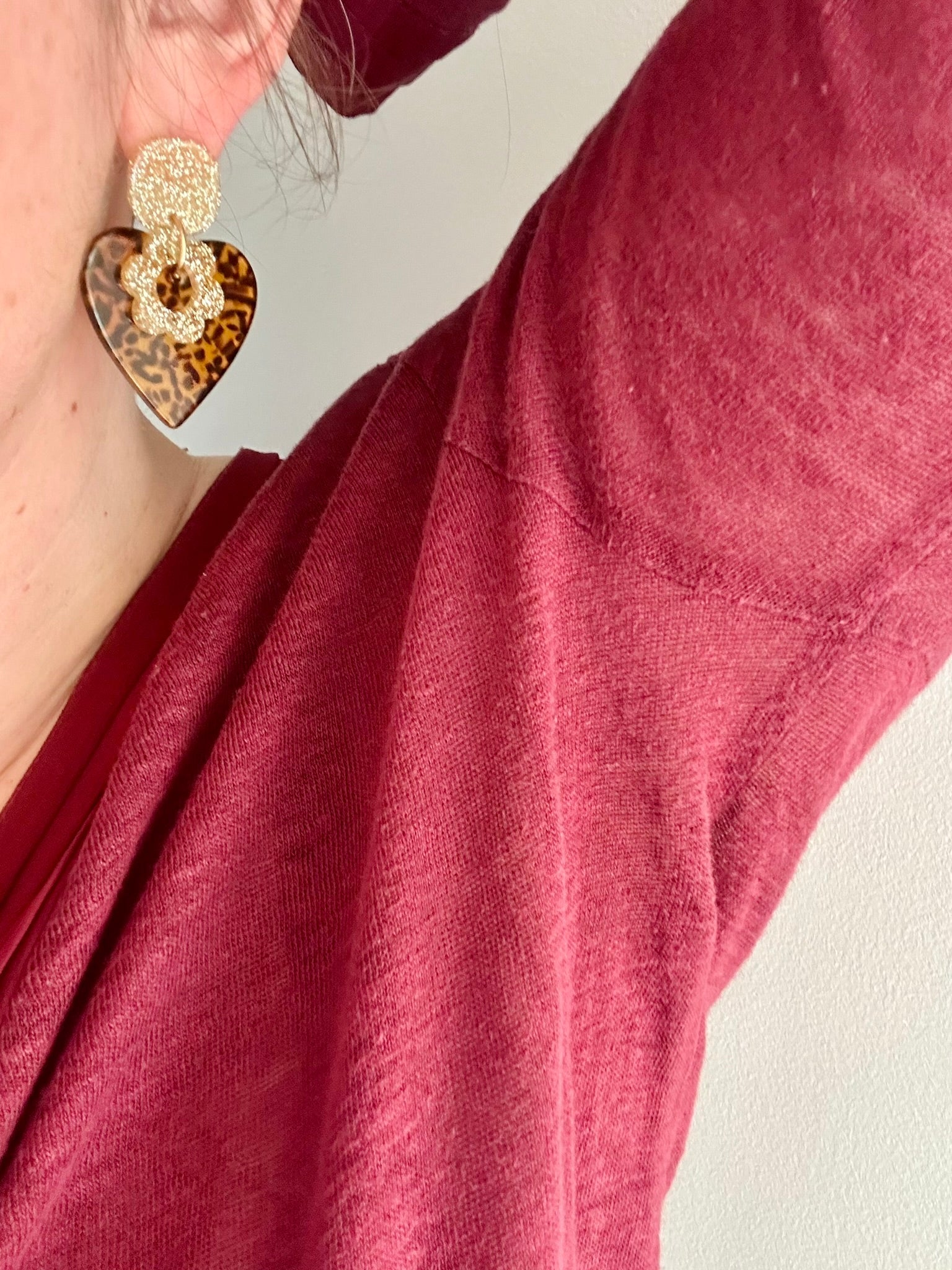 Boucles d’oreilles LUNA – Boucles d’oreilles pendantes légères et pailletées - Camilmari Bijoux - Doré pailleté et argenté pailleté