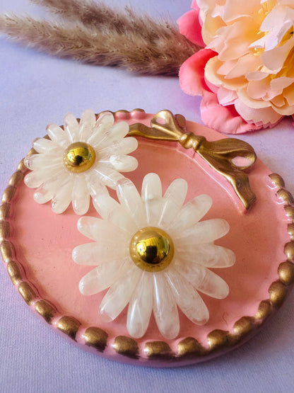 Boucles d'oreilles marguerites BLANCHE - Camilmari Bijoux - 