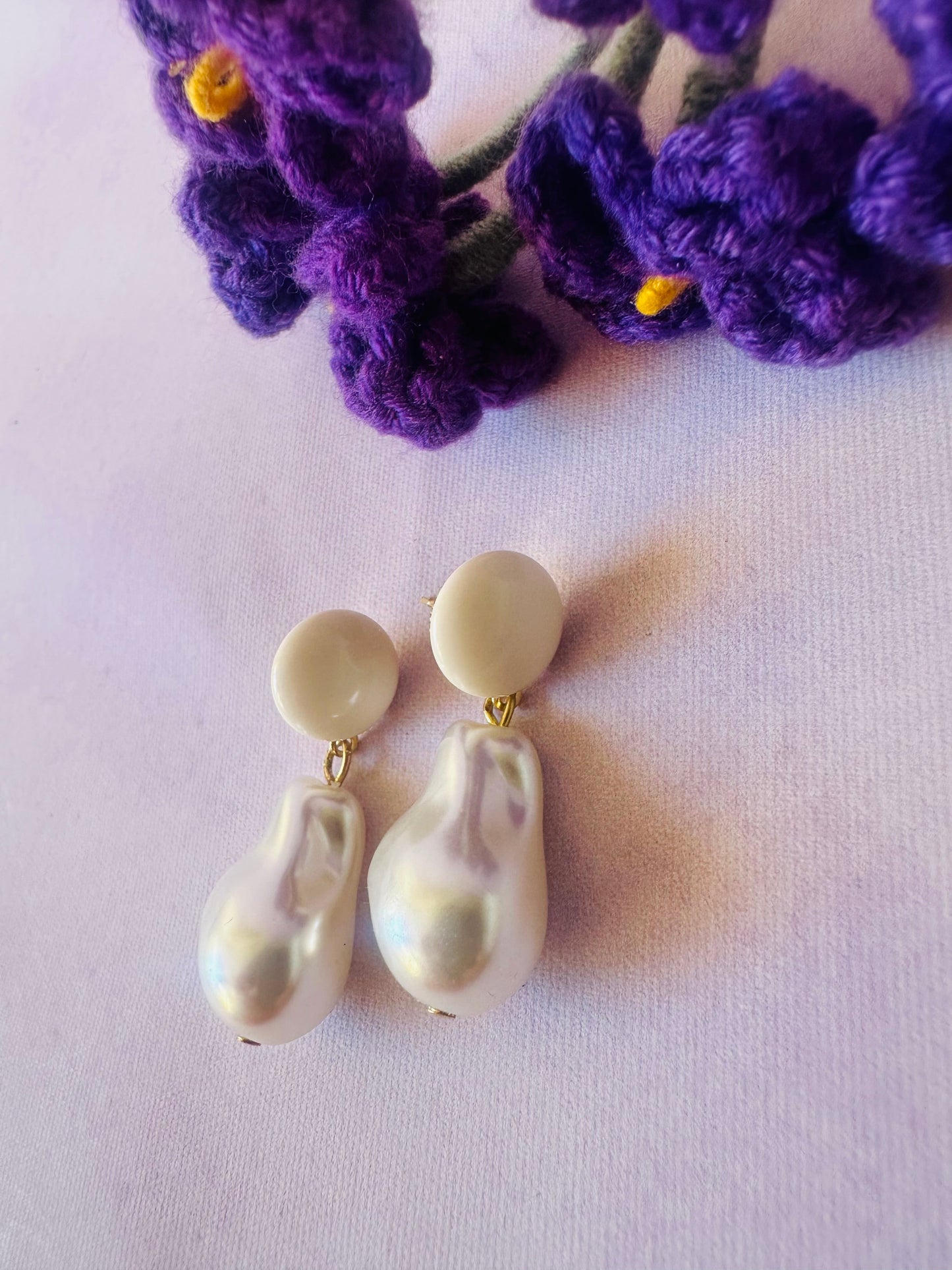 Boucles d'oreilles nacrées PERLITA - Camilmari Bijoux - Clou d'oreille tige pour oreilles percées