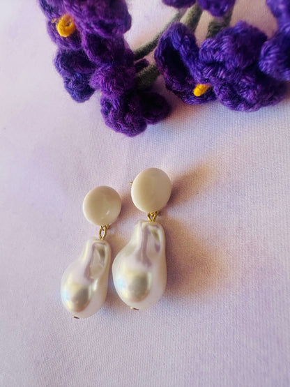 Boucles d'oreilles nacrées PERLITA - Camilmari Bijoux - Clou d'oreille tige pour oreilles percées