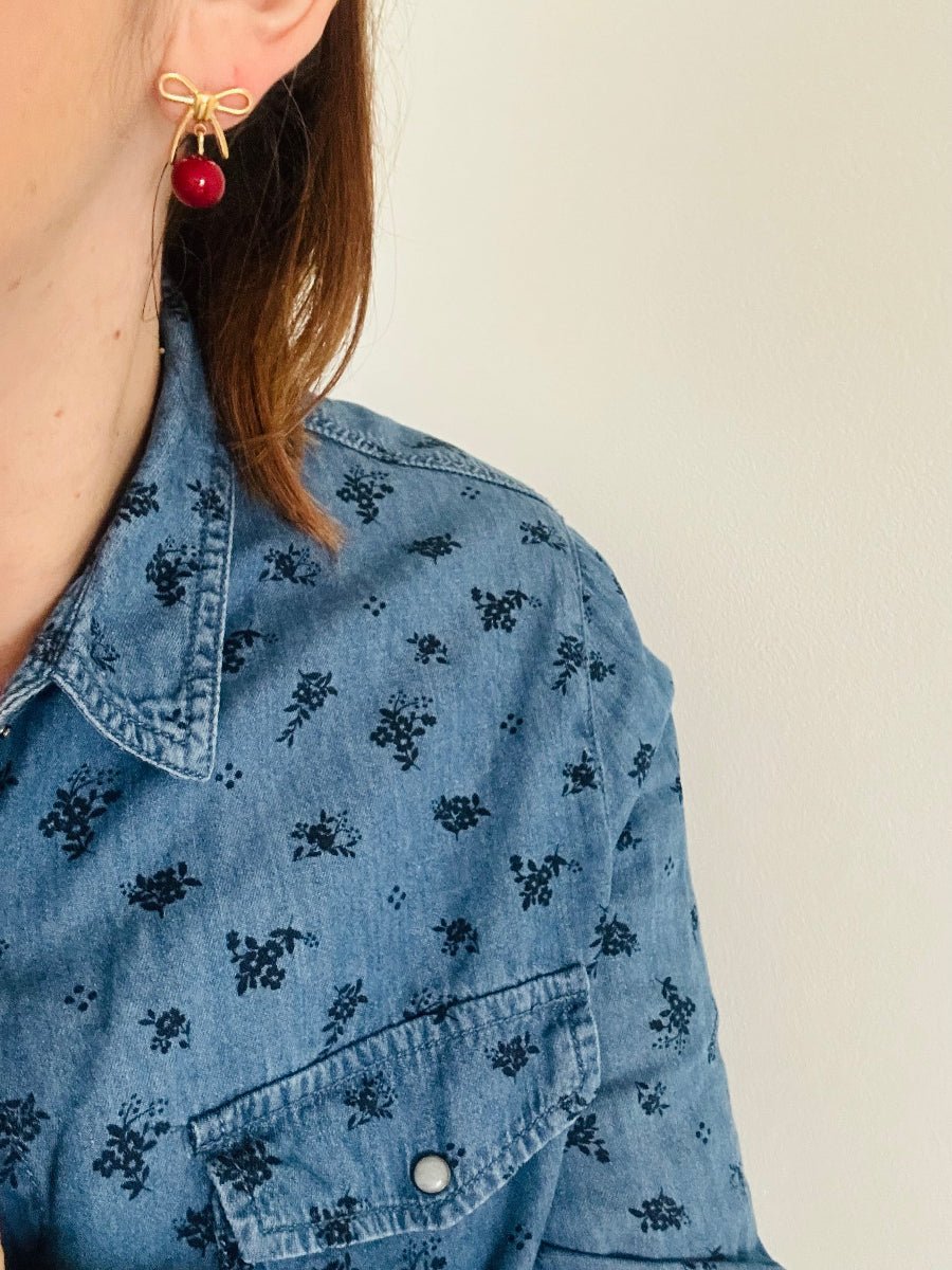 Boucles d'oreilles nœuds et perles ALICE - Camilmari Bijoux - Écru