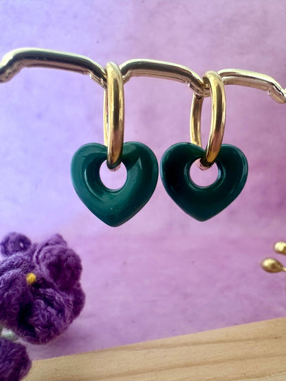 Boucles d’oreilles OPHÉLIE – Créoles cœurs interchangeables en acier inoxydable - Camilmari Bijoux - Créoles dorées + paire de coeurs