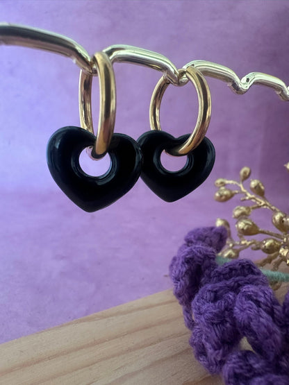 Boucles d’oreilles OPHÉLIE – Créoles cœurs interchangeables en acier inoxydable - Camilmari Bijoux - Créoles dorées + paire de coeurs