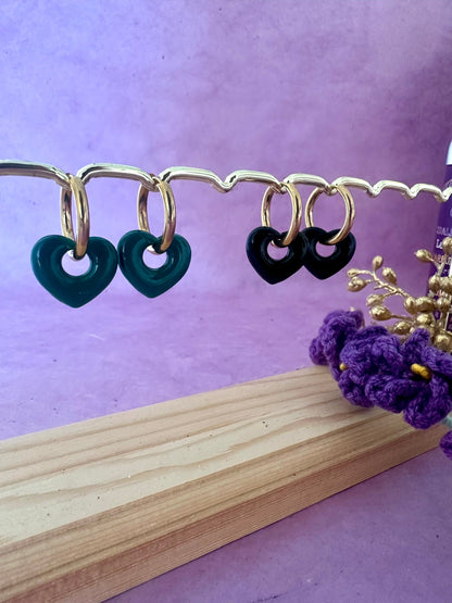 Boucles d’oreilles OPHÉLIE – Créoles cœurs interchangeables en acier inoxydable - Camilmari Bijoux - Créoles dorées + paire de coeurs