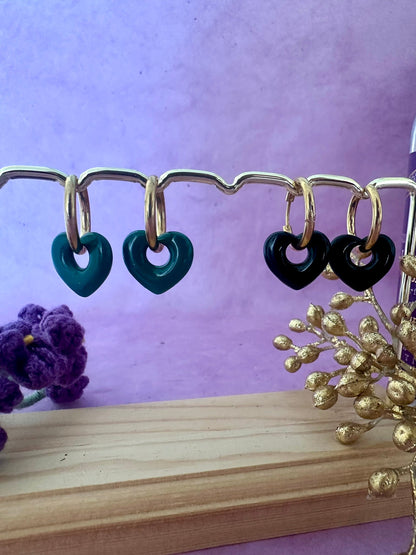 Boucles d’oreilles OPHÉLIE – Créoles cœurs interchangeables en acier inoxydable - Camilmari Bijoux - Créoles dorées + paire de coeurs