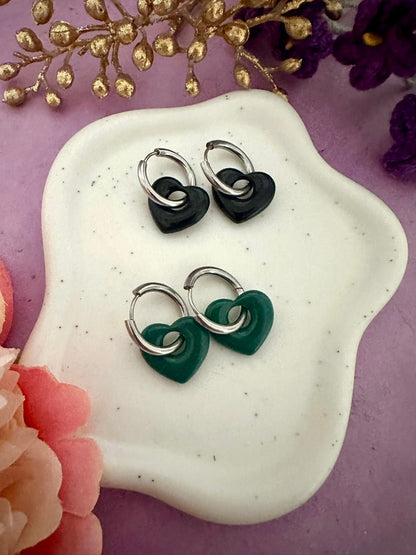 Boucles d’oreilles OPHÉLIE – Créoles cœurs interchangeables en acier inoxydable - Camilmari Bijoux - Créoles argentées + paire de coeurs