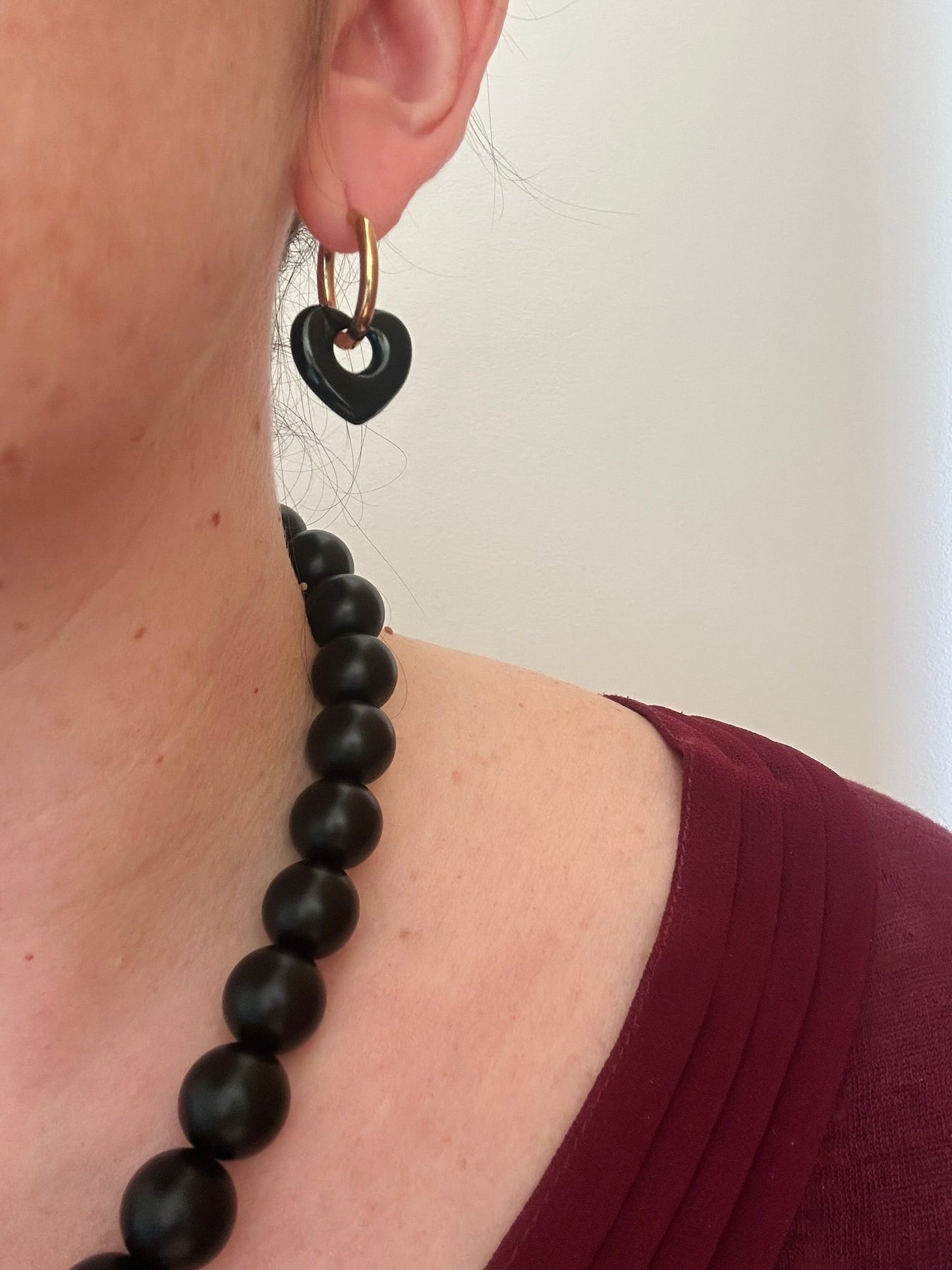 Boucles d’oreilles OPHÉLIE – Créoles cœurs interchangeables en acier inoxydable - Camilmari Bijoux - Créoles dorées + paire de coeurs