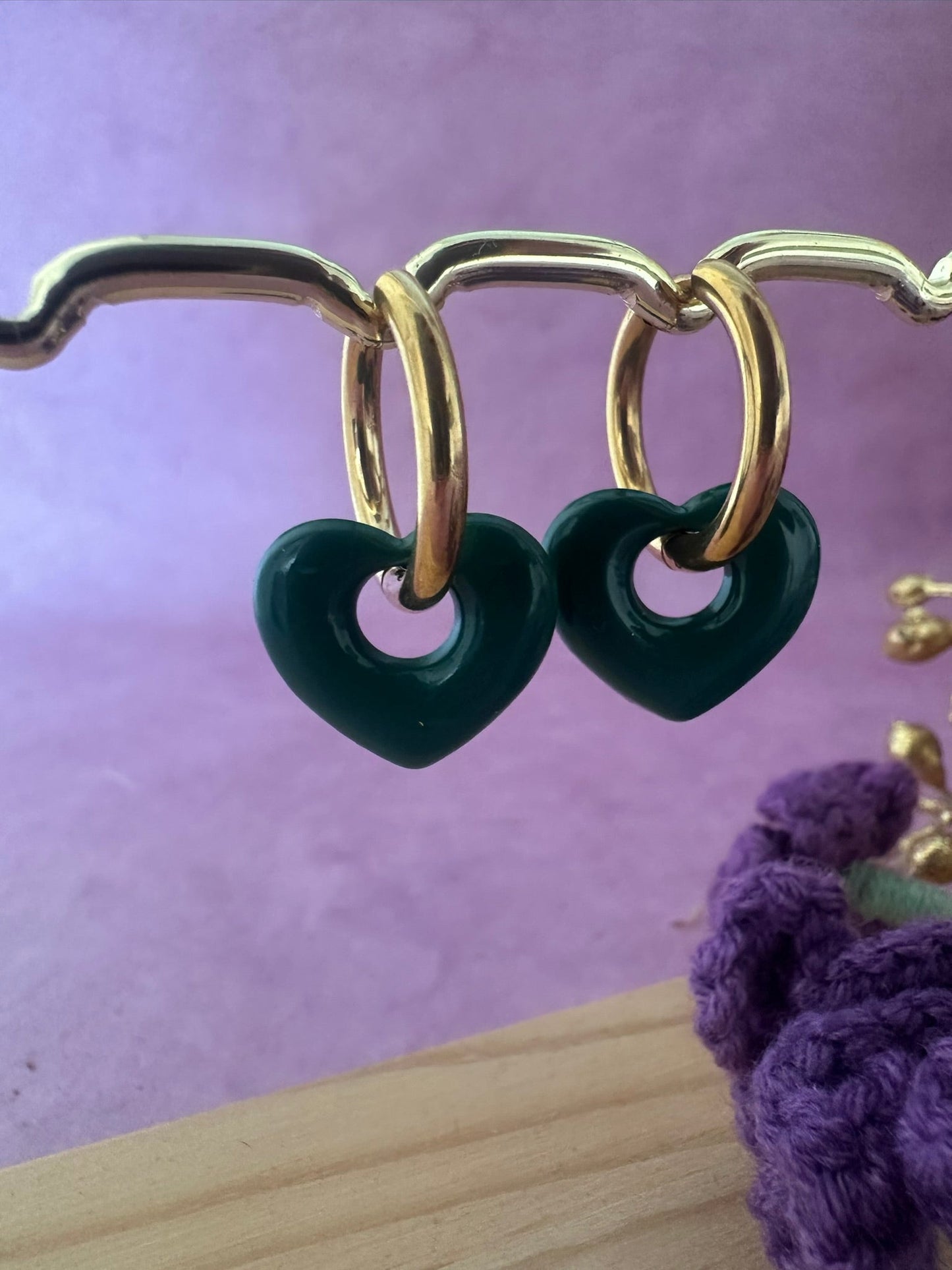 Boucles d’oreilles OPHÉLIE – Créoles cœurs interchangeables en acier inoxydable - Camilmari Bijoux - Créoles dorées + paire de coeurs