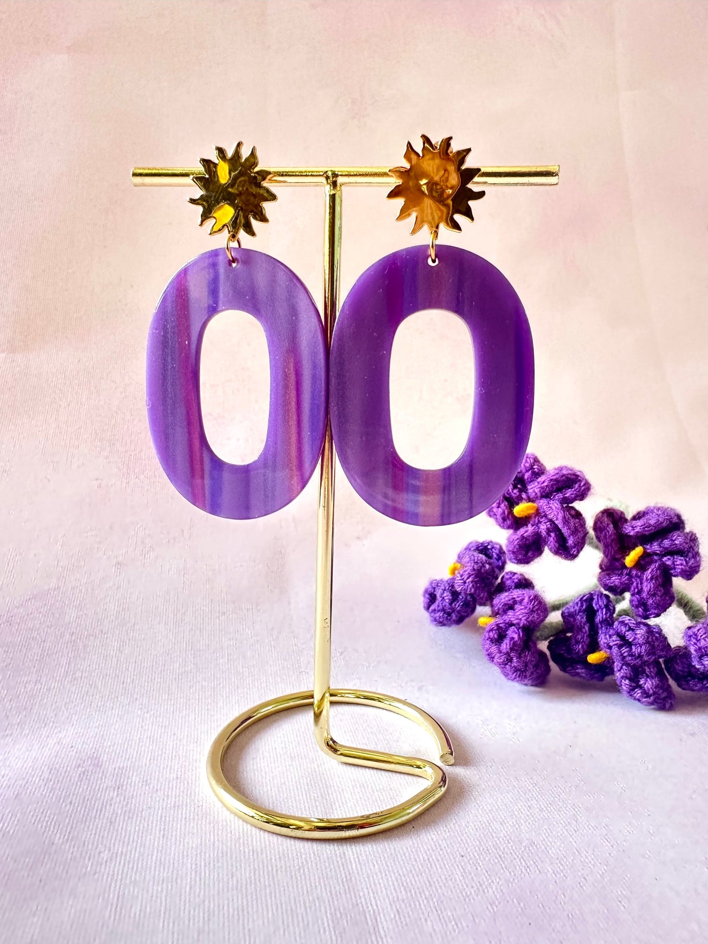 Boucles d'oreilles ovales colorées MAUREEN - Camilmari Bijoux - Multi lilas violet