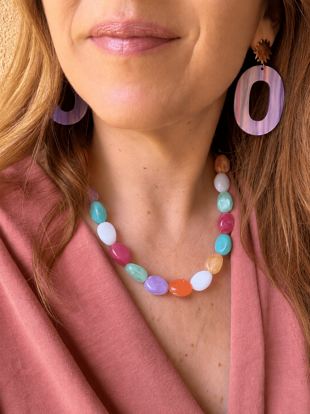 Boucles d'oreilles ovales colorées MAUREEN - Camilmari Bijoux - Multi lilas violet